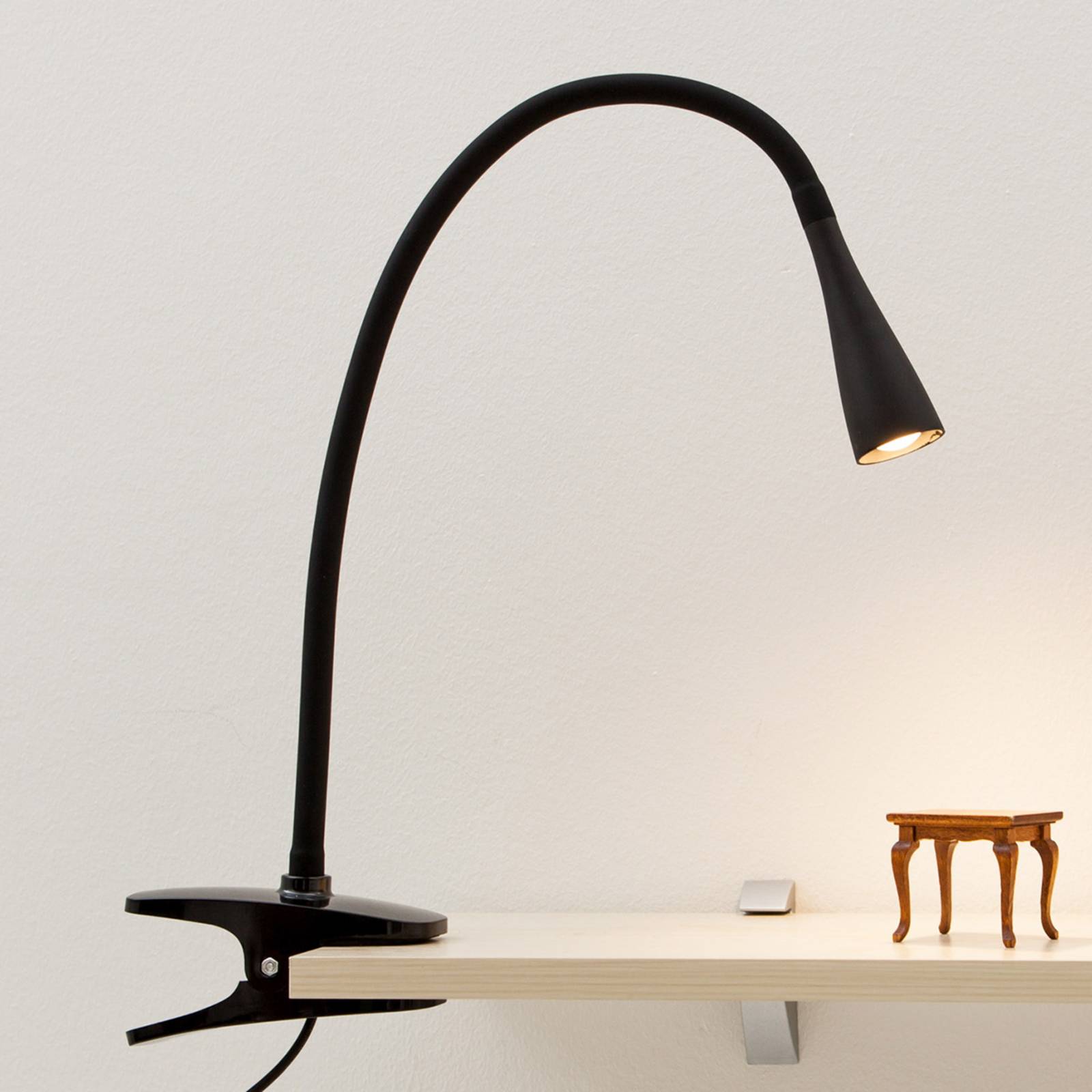 Klemmleuchte BARIS Lindby, schwarz, für Arbeitszimmer / Büro, Metall, Modern, Klemmleuchte