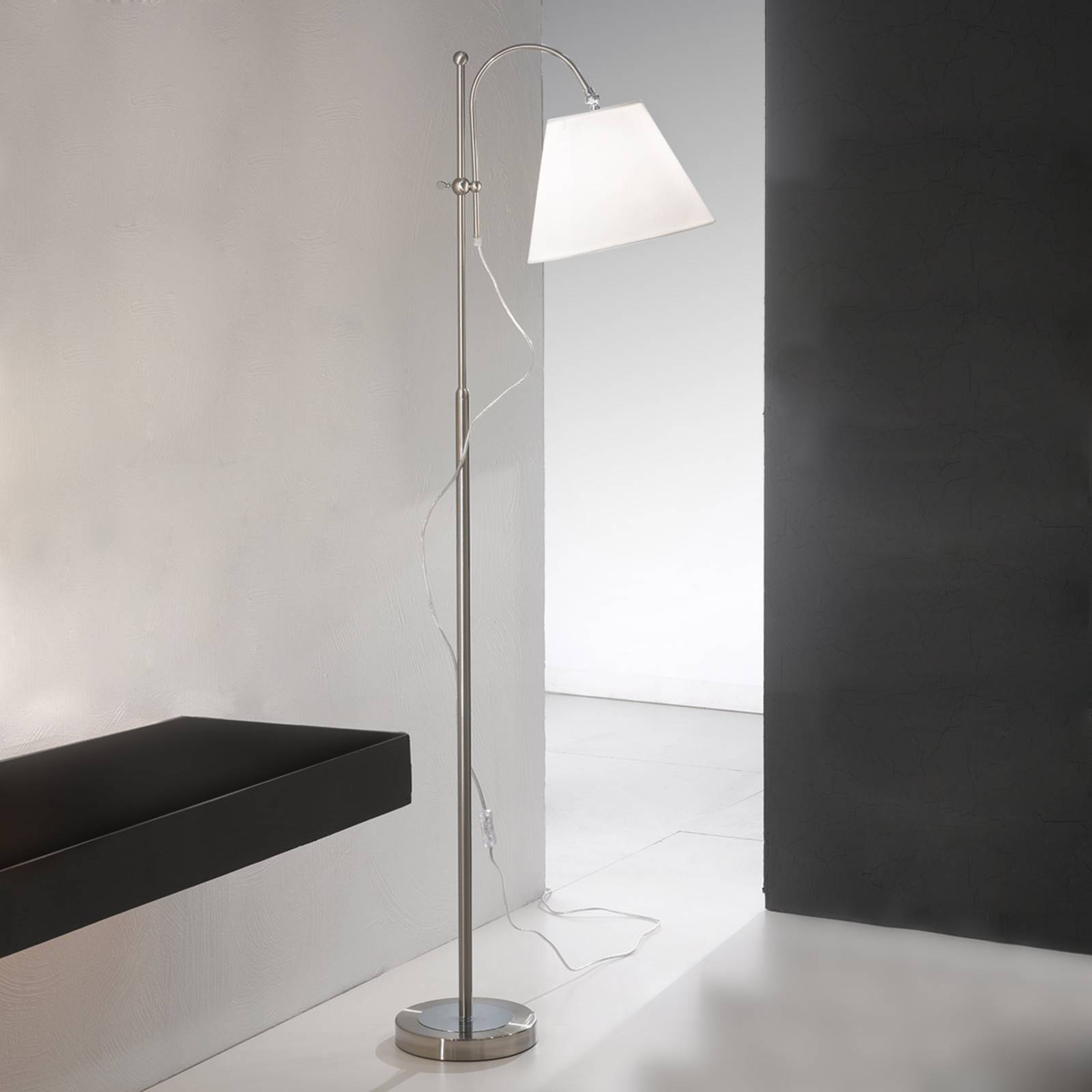 ORION Stehlampe LILLY, alu / grau / zink, für Wohn- / Esszimmer, Metall, Modern, Stehlampe