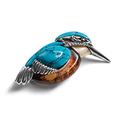 Kingfisher Brooch Sterling Silver Amber Turquoise, Bird Brooch Pin Handmade, Animal Jewelry, Kingfisher Jewellery, Statement Jewellery, Statement Brooch