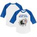 Infant Tiny Turnip White/Royal Toronto Blue Jays Baseball Tear Raglan 3/4 Sleeve T-Shirt