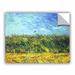 ArtWall Green Wheatfields by Vincent Van Gogh Removable Wall Decal Canvas/Fabric in Blue/Green/Yellow | 14 H x 18 W in | Wayfair 0van044a1418p