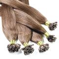 hair2heart 200 x 0,5g Echthaar Bonding Extensions, glatt - 40cm - #4 braun, Keratin Haarverlängerung Bondings