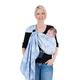 Hoppediz Ring-Sling, Baby-Tragetuch ab Geburt, Baumwolle Leinen, Design Florenz blau