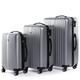 FERGÉ Luggage Set 3 Piece Hard Shell Travel Trolley Toulouse Suitcase Set 4 Twin Spinner Wheels Silver