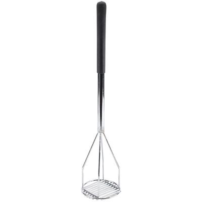 Thunder Group 24 Chrome Plated Square-Faced Potato/Bean Masher with Soft  Grip Handle