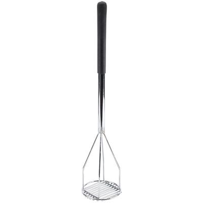 Thunder Group 24 Chrome Plated Round-Faced Potato/Bean Masher with Soft  Grip Handle