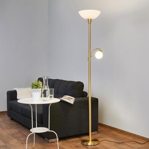 Lindby Stehlampe Elaina, Leselicht, messingfarben, 183cm E27