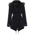 SS7 Clothing Black Oversized Hood Parka Womens Coat Sizes 8-24 (18)