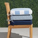 Double-piped Outdoor Chair Cushion - Resort Stripe Sand, 17"W x 17"D, Standard - Frontgate