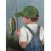 Oopsy Daisy Lil' Fisher Canvas Art Canvas, Solid Wood in Blue | 24 H x 18 W x 1.5 D in | Wayfair NB21024