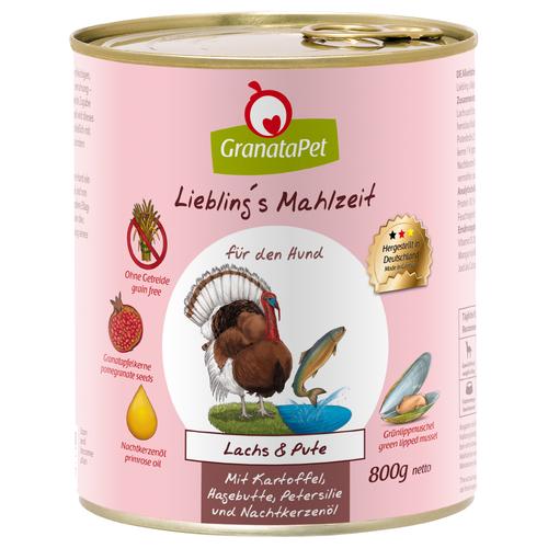24x800g Liebling's Mahlzeit Lachs & Pute Granatapet Hundefutter nass getreidefrei