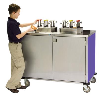 Lakeside 70210P Stainless Steel EZ Serve 6 Pump Condiment Cart with Purple Finish - 27 1/2" x 50 1/4" x 47"