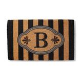 Ameile Cabana Stripe Monogrammed Coco Door Mat - Black, 36" x 72" in Black, B - Frontgate