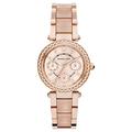 Michael Kors Watch for Women Mini Parker, Multifunction Movement, 33 mm Rose Gold Stainless Steel Case with a Stainless Steel Strap, MK6110