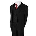 Boys 5 Piece Suit Weddings Party Jacket Trousers Shirt Waistcoat and Tie - Black - 9 Years