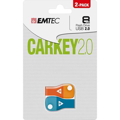 EMTEC 8GB USB 2.0 Type A Flash Drives (2-Pack) - Blue/Orange