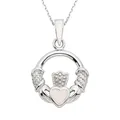 "Lab-Created Opal Sterling Silver Claddagh Pendant Necklace, Women's, Size: 18"", White"
