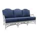 David Francis Furniture Chippendale 78" Wide Outdoor Patio Sofa w/ Cushions Wicker/Rattan/Metal/Rust - Resistant Metal in Blue | Wayfair