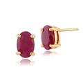 Gemondo Women 375 Gold 9ct Yellow Gold Oval Ruby Classic Claw Set Stud Earrings Red 6x4mm