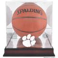 Clemson Tigers Mahogany Antique Finish Basketball Display Case with Mirror Back