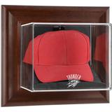 Oklahoma City Thunder Team Logo Brown Framed Wall-Mountable Cap Display Case