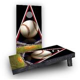 Custom Cornhole Boards Baseball Cornhole Game Set 4.0 H x 24.0 W x 48.0 D in brownManufactured Wood | 4" H X 24" W X 48" D | Wayfair CCB54-2x4-C