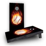 Custom Cornhole Boards Baseball Light Weight Cornhole Game Set 4.0 H x 24.0 W x 48.0 D in black/brownManufactured Wood | Wayfair CCB55-AW