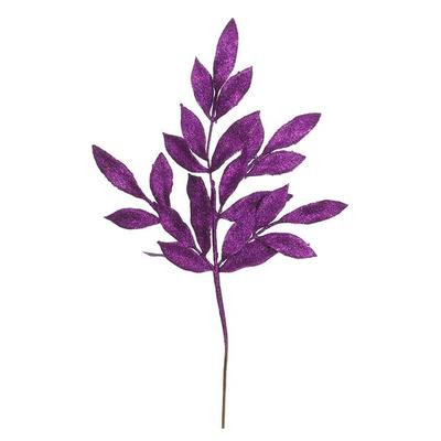 Vickerman 374719 - 22" Purple Glitter Bay Leaf Spray (12 pack) (L152906)