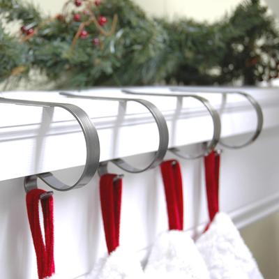 Set of 4 Mantel Clip Stocking Holders - Siver - Frontgate - Holiday Storage