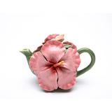 Cosmos Gifts Hibiscus 0.28-qt. Teapot Porcelain China/Ceramic in Green/Pink | 4.25 H x 6.375 W x 3.875 D in | Wayfair 56634
