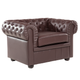 Sessel Braun Echtleder Chesterfield Stil Wohnzimmer Salon