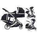 Duellette 21 BS Combi Double Pushchair Twin Tandem Complete carrycot/converts to seat Unit. Free rain Covers and 2 Free Black footmuffs. Midnight Black by Kids Kargo