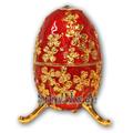 Schmuck- Ei Rot mit Spieluhr nach Faberge-Art aus emailiertem Metall