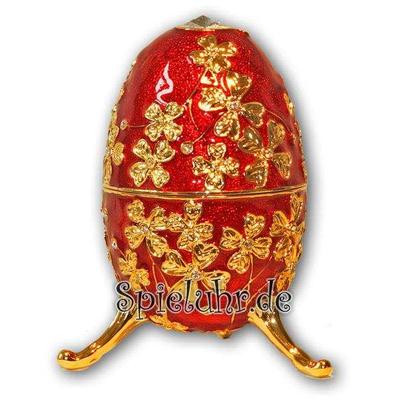 Schmuck- Ei Rot mit Spieluhr nach Faberge-Art aus emailiertem Metall Image