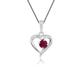 Gemondo Women 375 Gold 9ct White Gold Round Ruby Heart Pendant Necklace Red With Diamond Accents 45cm