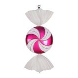 Vickerman 377345 - 18.5" Cerise / White Swirl Flat Glitter Candy Christmas Tree Ornament (M153009)