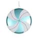 Vickerman 377444 - 6" Teal / White Swirl Flat Glitter Candy Christmas Tree Ornament (M153312)