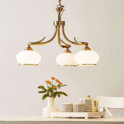 ORION Hängelampe ELVIRA, dimmbar, bronze / altmessing, für Wohn- / Esszimmer, Glas, Antik, Pendelleuchte Image