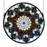 Meyda Lighting Tiffany Peacock Feather Medallion Alternative Wall Art - 66805