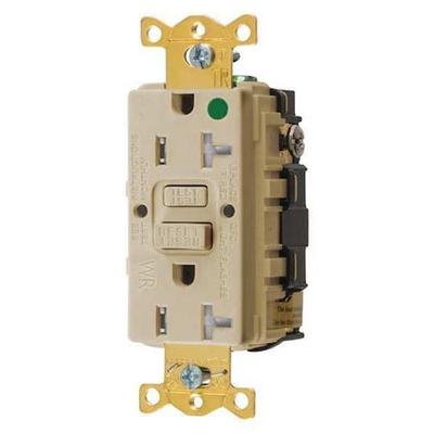 HUBBELL WIRING DEVICE-KELLEMS GFRTW83I GFCI Receptacle, 20A, 125VAC, 5-20R,