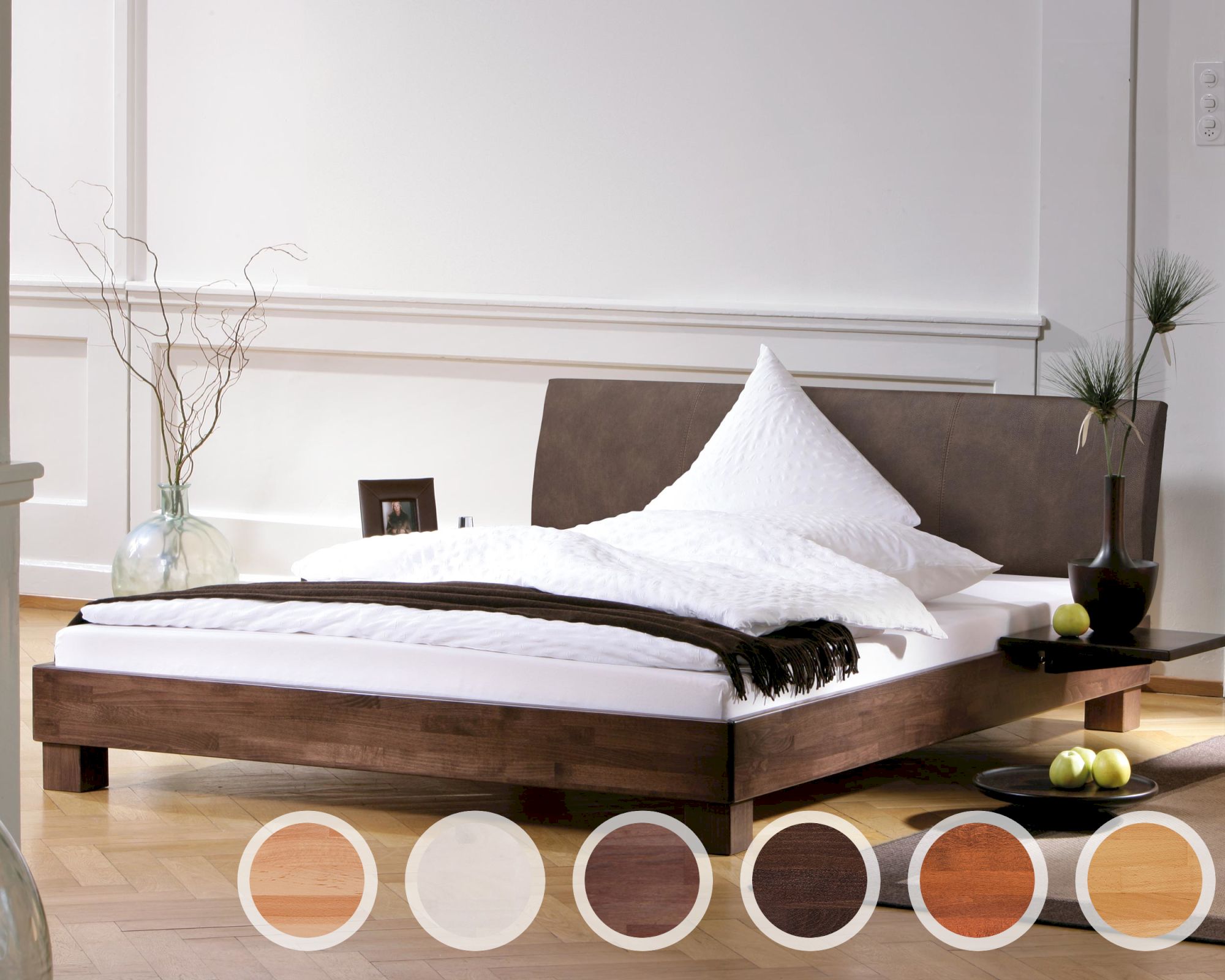 Hasena Wood-Line Massivholzbett Ivio/Lecco 160x200 cm Buche weiss