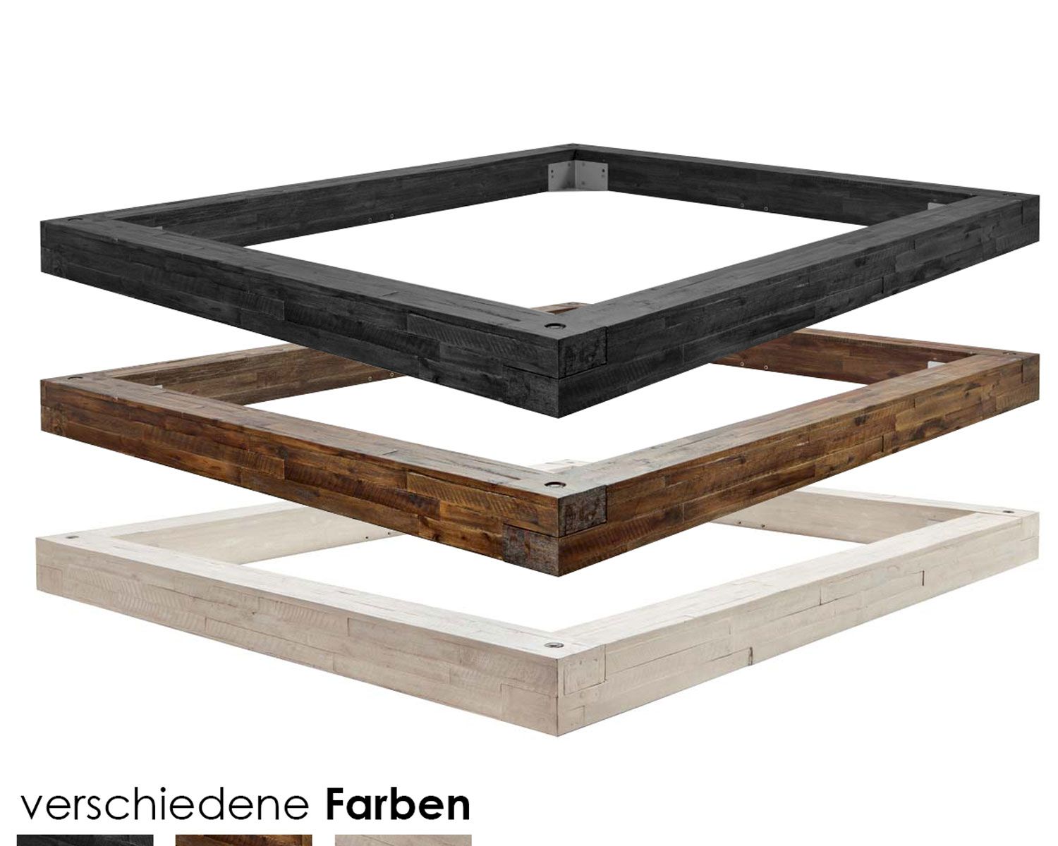 Hasena Factory-Line Bettrahmen Bloc 16 180x200 cm / Akazie Vintage braun, lackiert