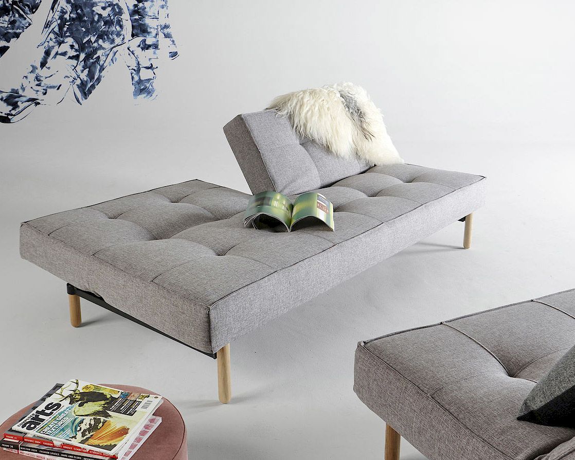 Innovation »Splitback« Klappsofa Chrom/Matt Schwarz / 216 Flashtex Dunkelgrau