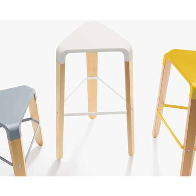 infiniti »PICAPAU STOOL« Designer-Hocker 76 cm / FGLP06G Buche weiss lackiert / R1012 Senf Image
