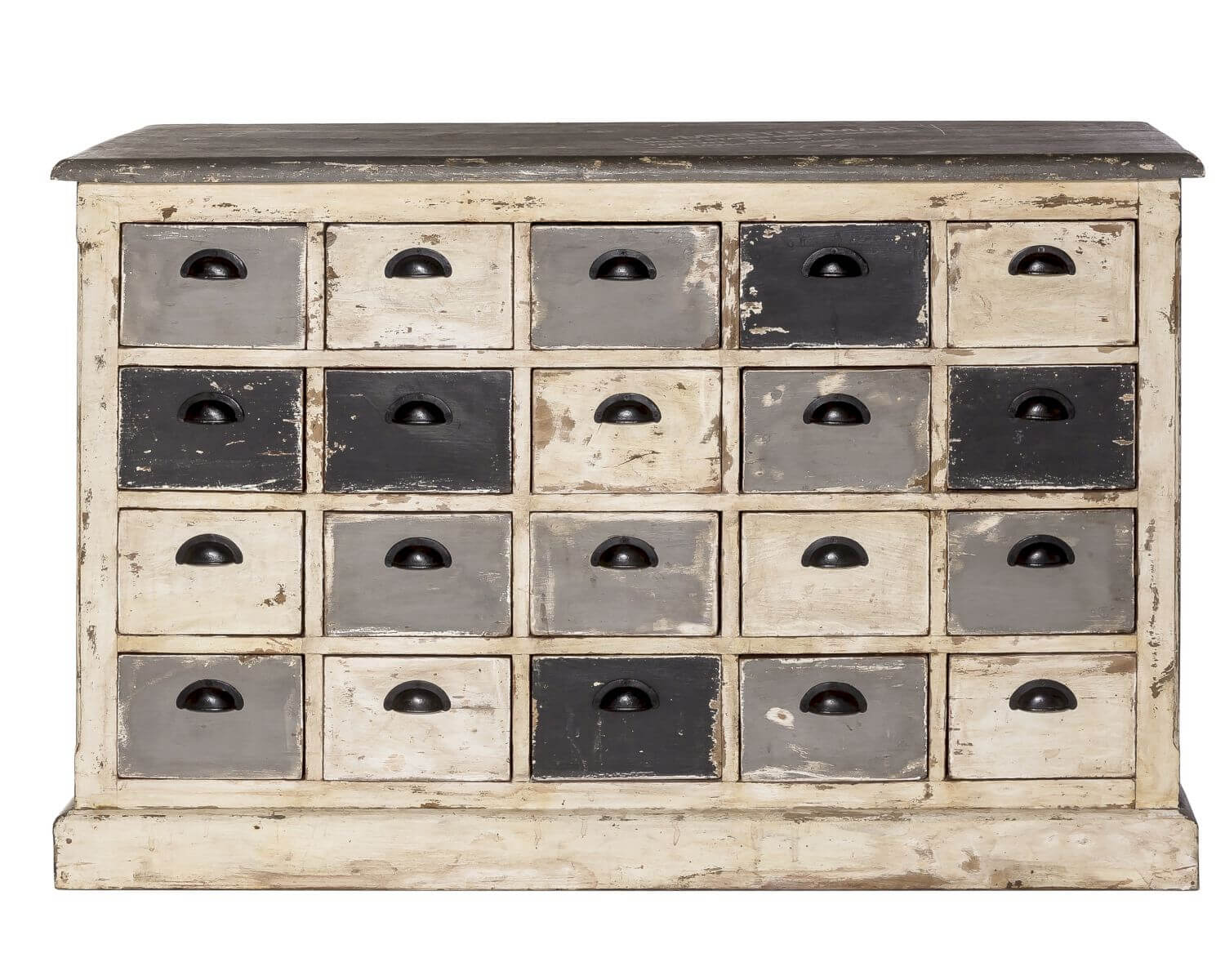 Taste of India Unikat Schubladenkommode 10 vintage schwarz, grau und weiss
