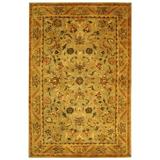 SAFAVIEH Antiquity Carmella Floral Bordered Wool Area Rug Olive/Gold 4 6 x 6 6 Oval