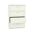 HON Brigade 600 Series Lateral File 4 Drawers Polished Aluminum Pull 36 W x 19-1/4 D x 53-1/4 H Putty Finish