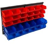 Wall-Mounted Garage Storage Bins - 30-Compartment Garage Organization Craft Storage Tool Box Organizer Unit (Black/Red/Blue) by Stalwart