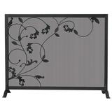 Uniflame 3 Fold Black Screen With Flowing Leaf Design