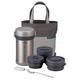 Zojirushi Lunch Bag with Insulated Vacuum Flask, Cutlery and 3 Separate Storage Containers for Hot and Cold Food, Grey, Set of 6 Pieces